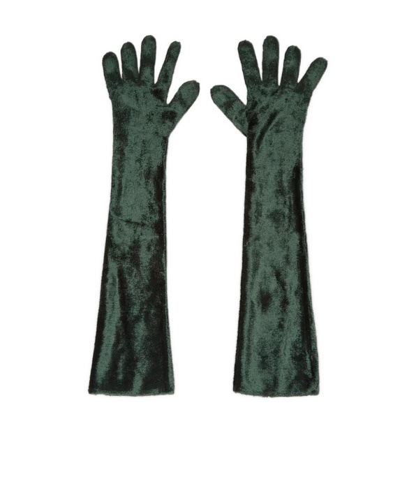 Alaïa Long Velvet Knitted Gloves In Green