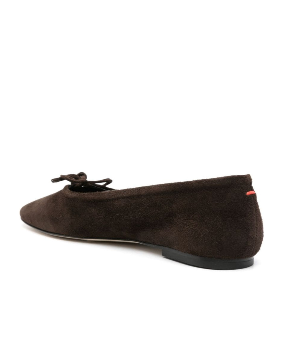 Aeyde Womens Dark Brown Delfina Bow-embellished Velvet Ballet Flats In Black