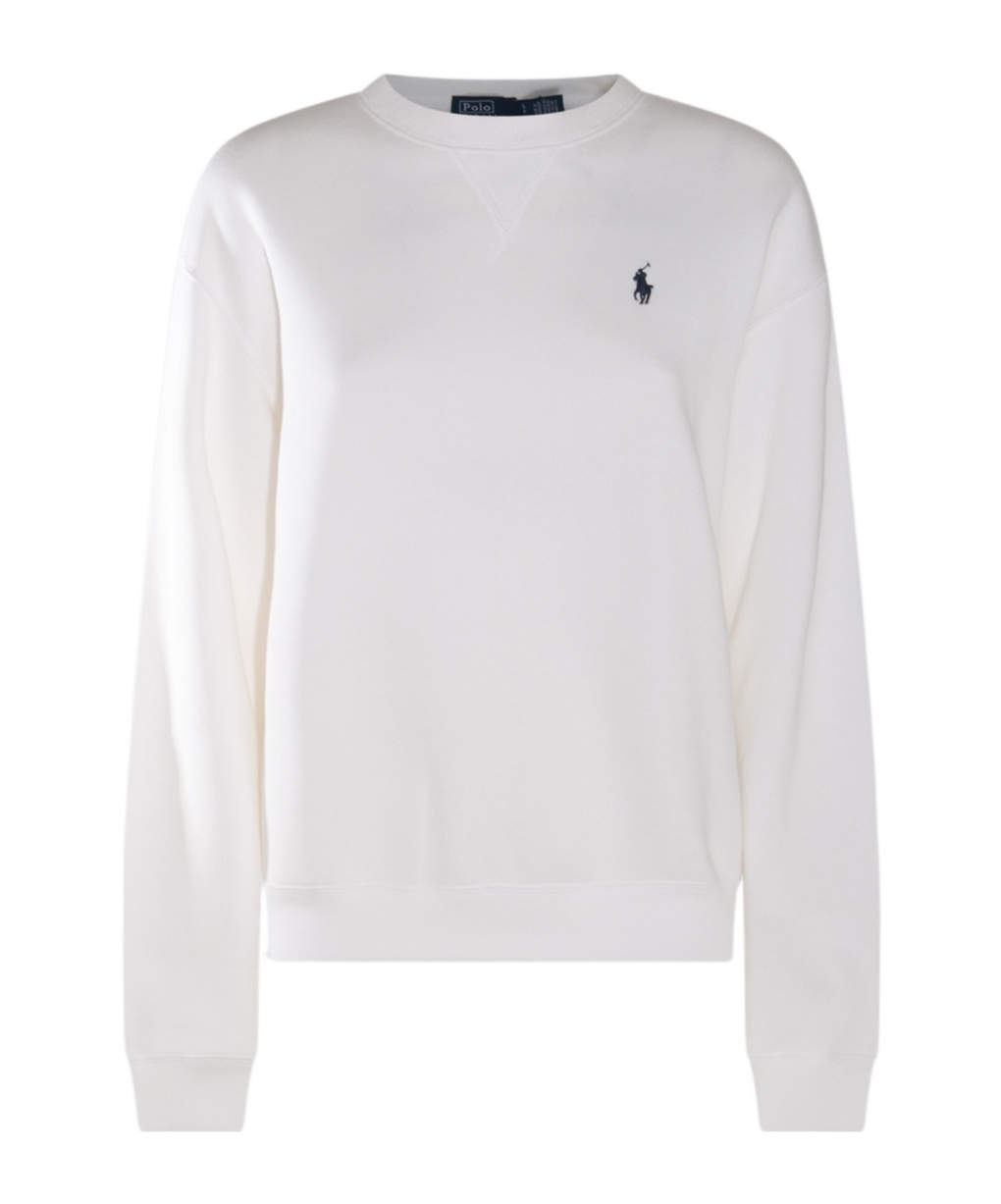 Polo Ralph Lauren White Crewneck Sweatshirt With Pony Detail On The Front In White