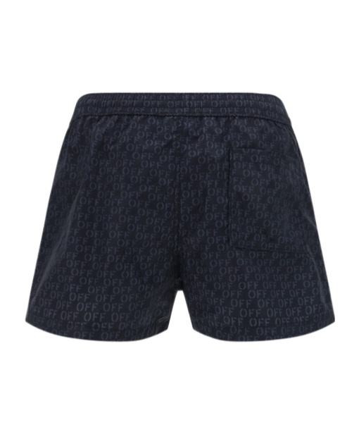 Off-white Swimming Trunks With All-over Logo In Black