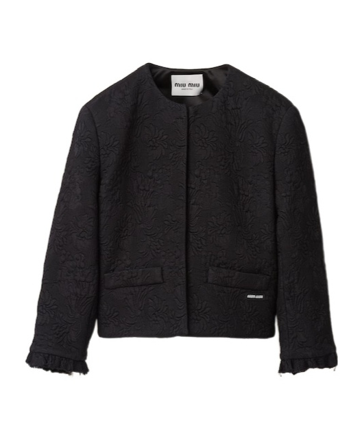 MIU MIU SINGLE-BREASTED MATELASSÉ EFFECT JACQUARD JACKET