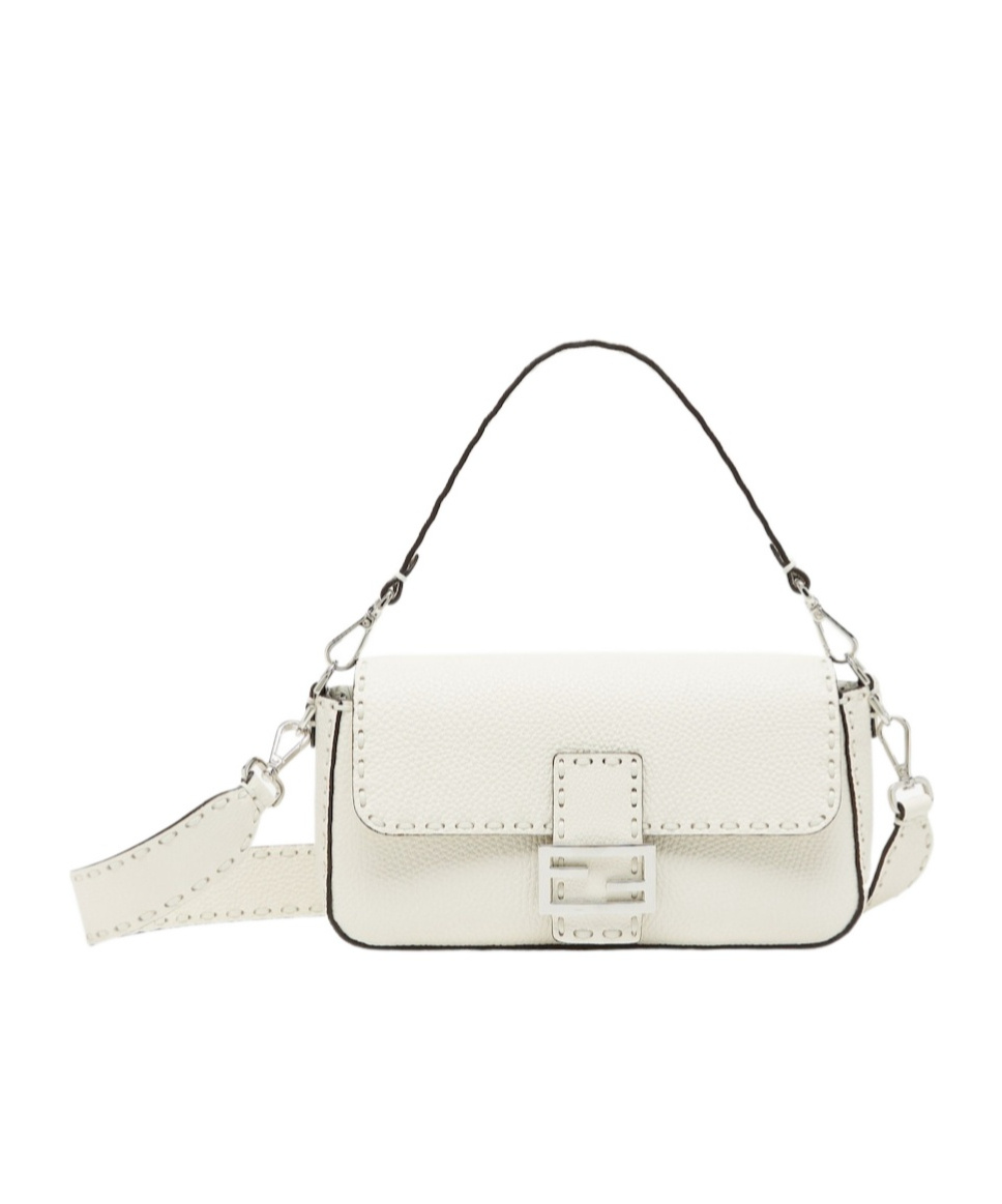 Shop Fendi Ice White Selleria Bag With 612 Hand-sewn Topstitches