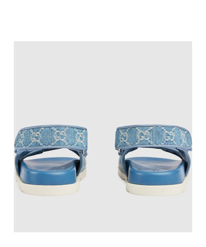 GUCCI LOGO-PLAQUE DENIM SANDALS