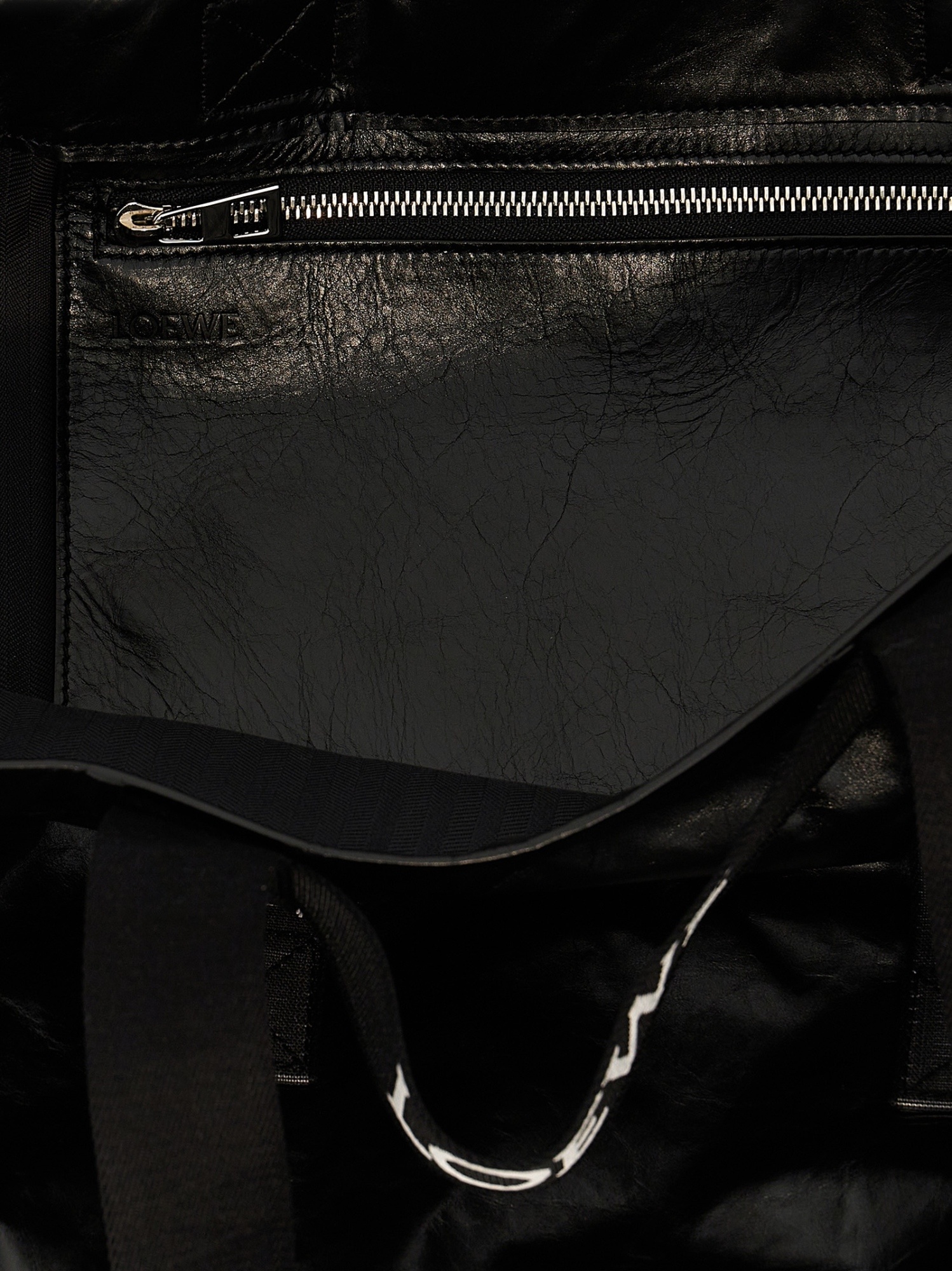 Loewe Anagram Cut-out Pocket In Classic Calfskin And Canvas In Black