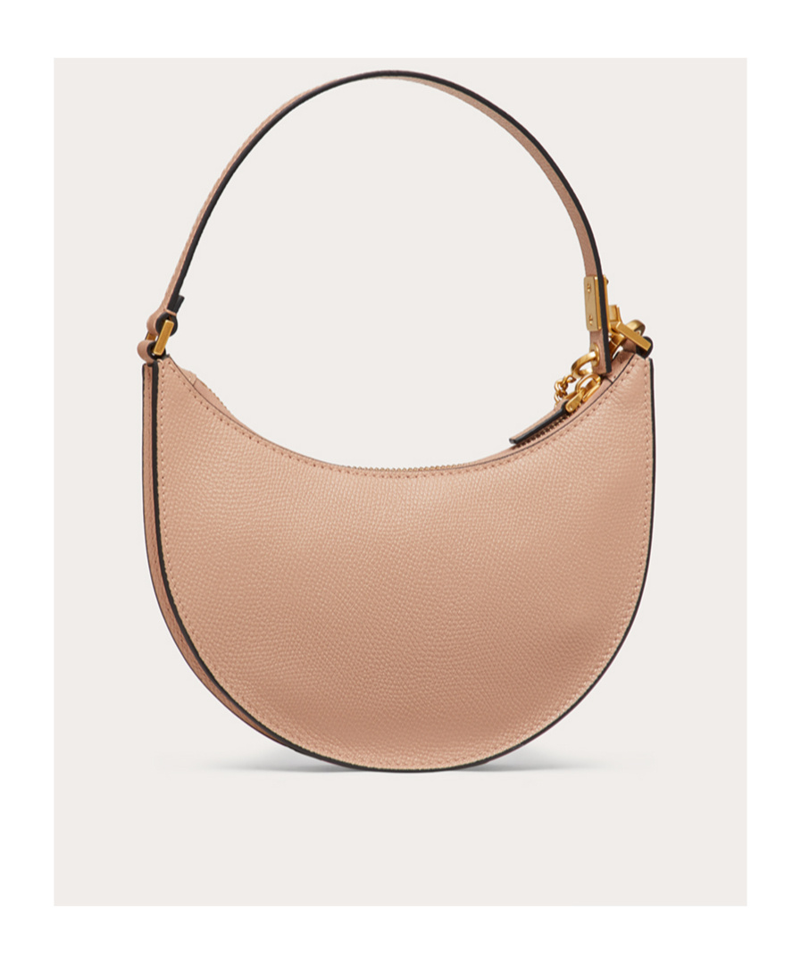 Valentino Garavani Vlogo Signature Calfskin Hobo Mini Bag With Jewel Logo Woman Rose Cannelle Uni In Nude