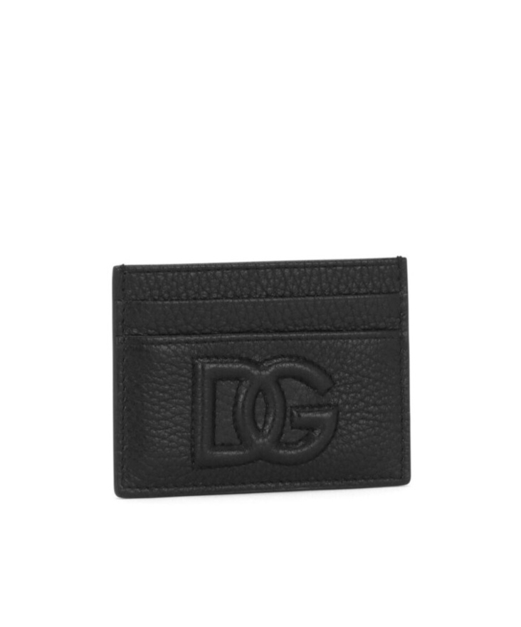 Dolce & Gabbana Small Zip-around Wallet In Calfskin With Raised Logo In Black