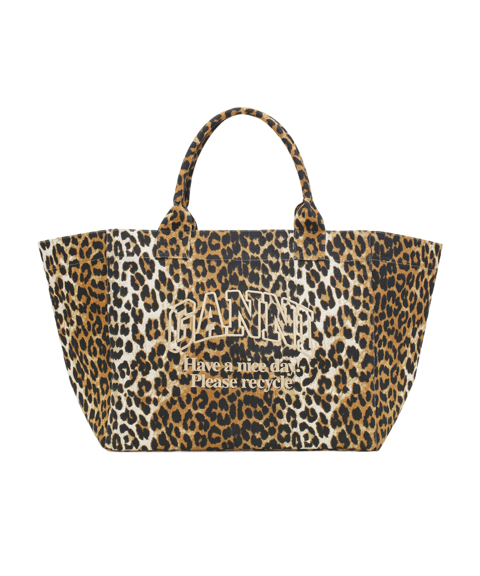 Ganni Oversized Canvas Tote Bag In Black