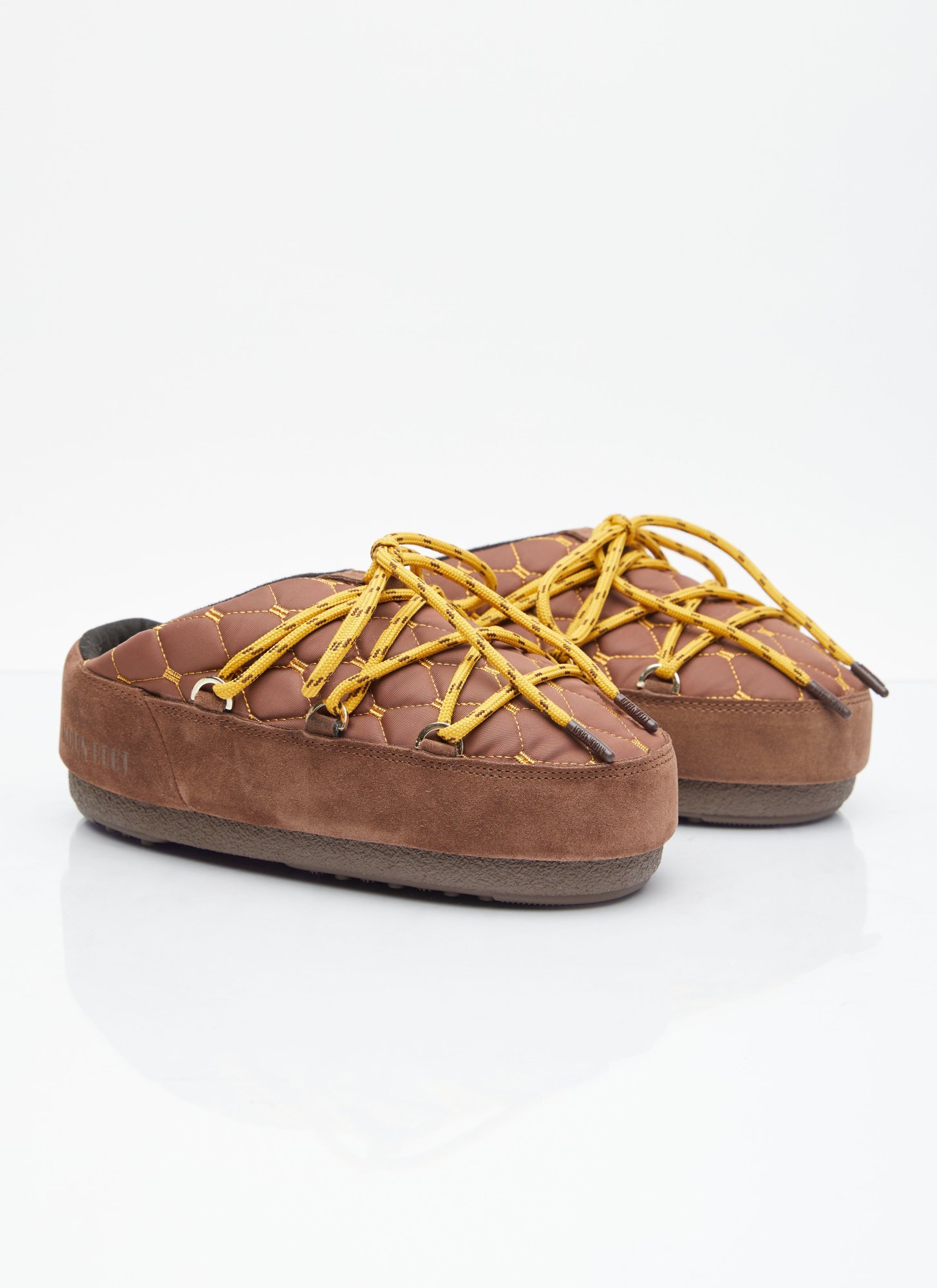 Moon Boot Quilted Lace-up Mules In Brown