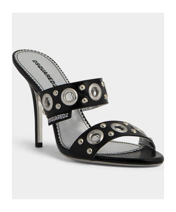 Dsquared2 Gothic 100mm Leather Sandals In Black