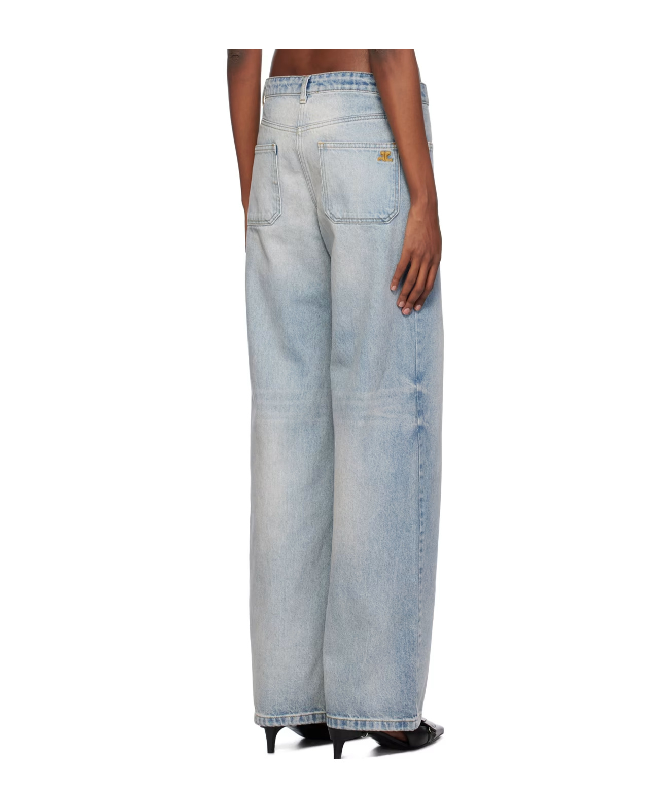 Courrèges Straight Bootcut Low-rise Denim Trousers In Gray