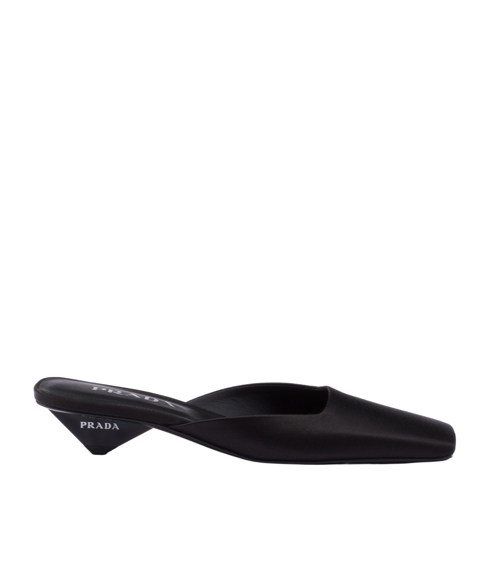 Prada Satin Square-toe Ballerina Mule Pumps In Black
