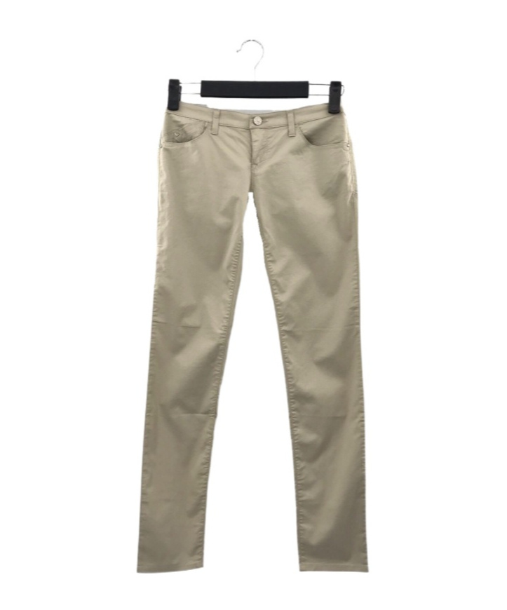 Shop Armani Jeans Logo Decal Denim Trousers In Nude