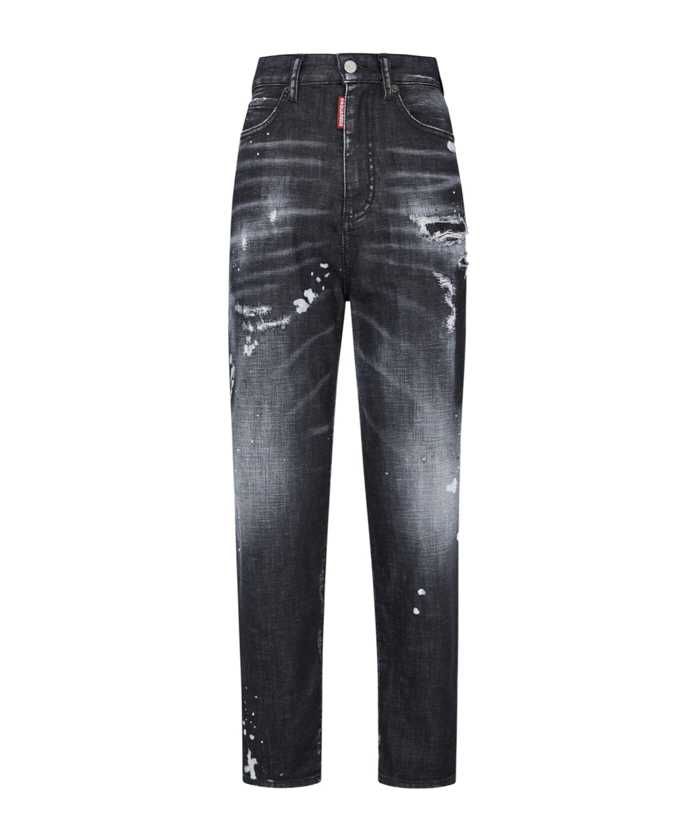 Dsquared2 High-rise Straight-leg Distressed Jeans In Black
