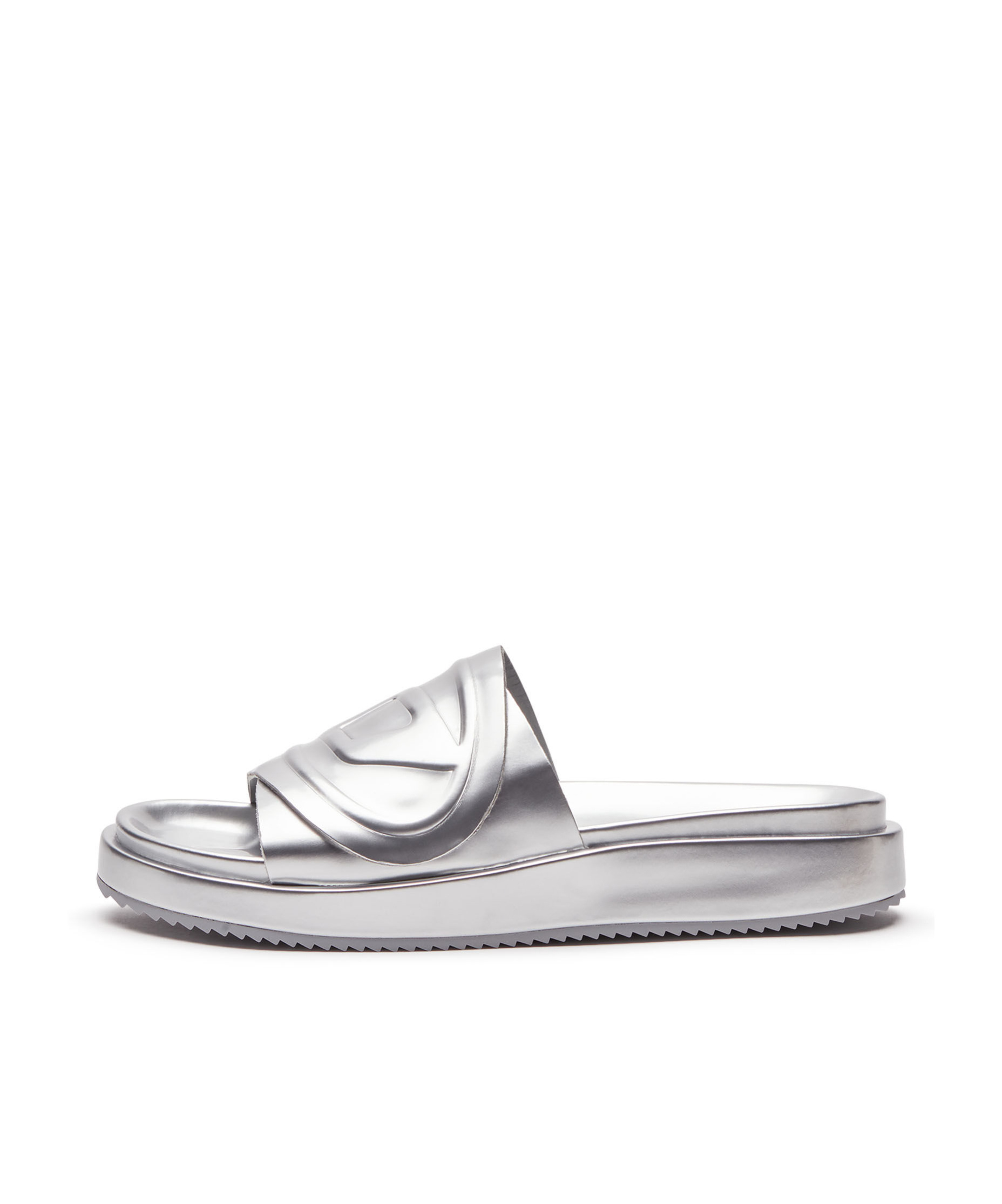 Diesel Oval D Slide Sandal In Gray
