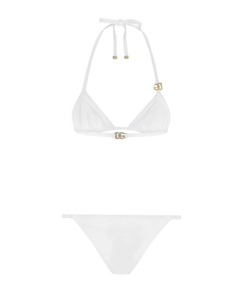 Dolce & Gabbana Logo-plaque Triangle-cup Bikini In White