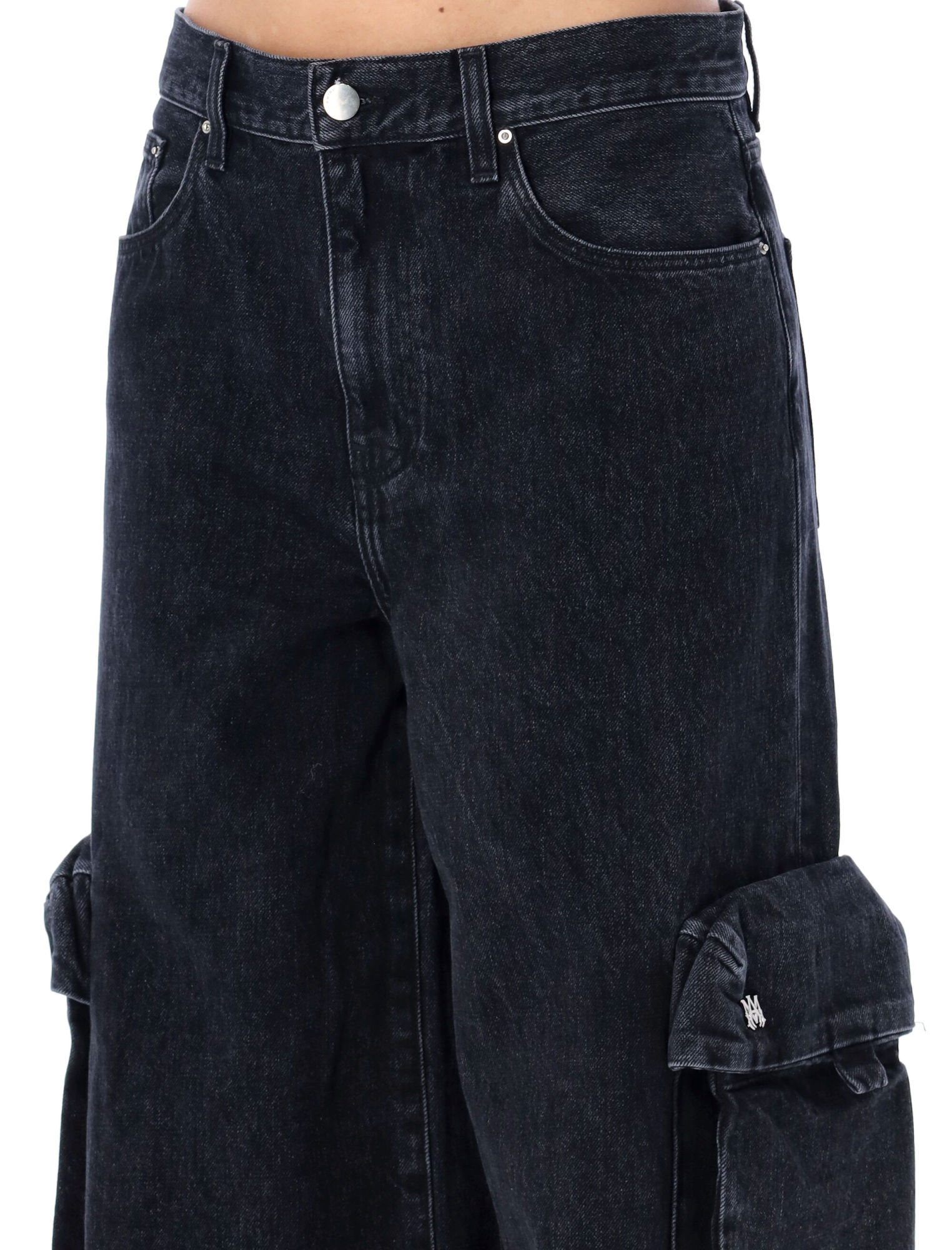 Amiri Black Baggy Cargo Jeans In Black
