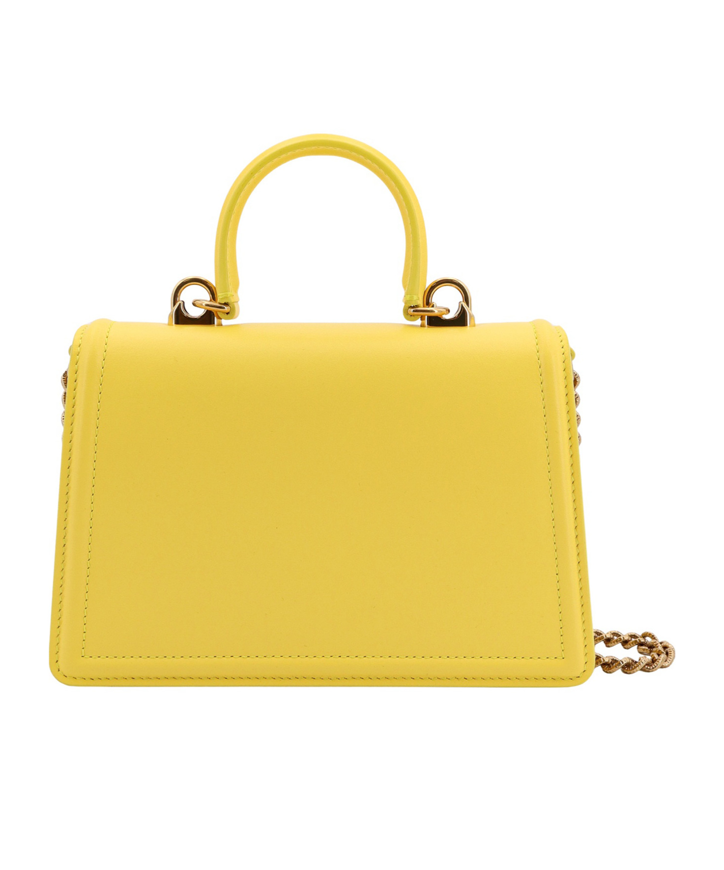 Dolce & Gabbana Small Devotion Leather Top Handle Bag In Yellow