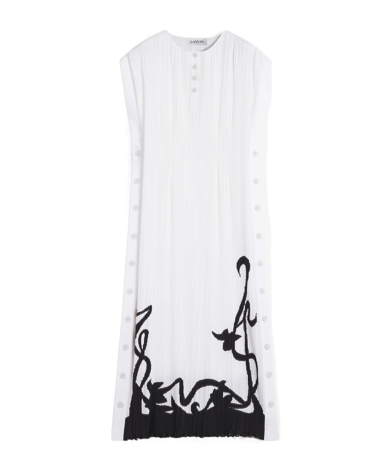 Lanvin Sleeveless Plisse Midi Dress In White
