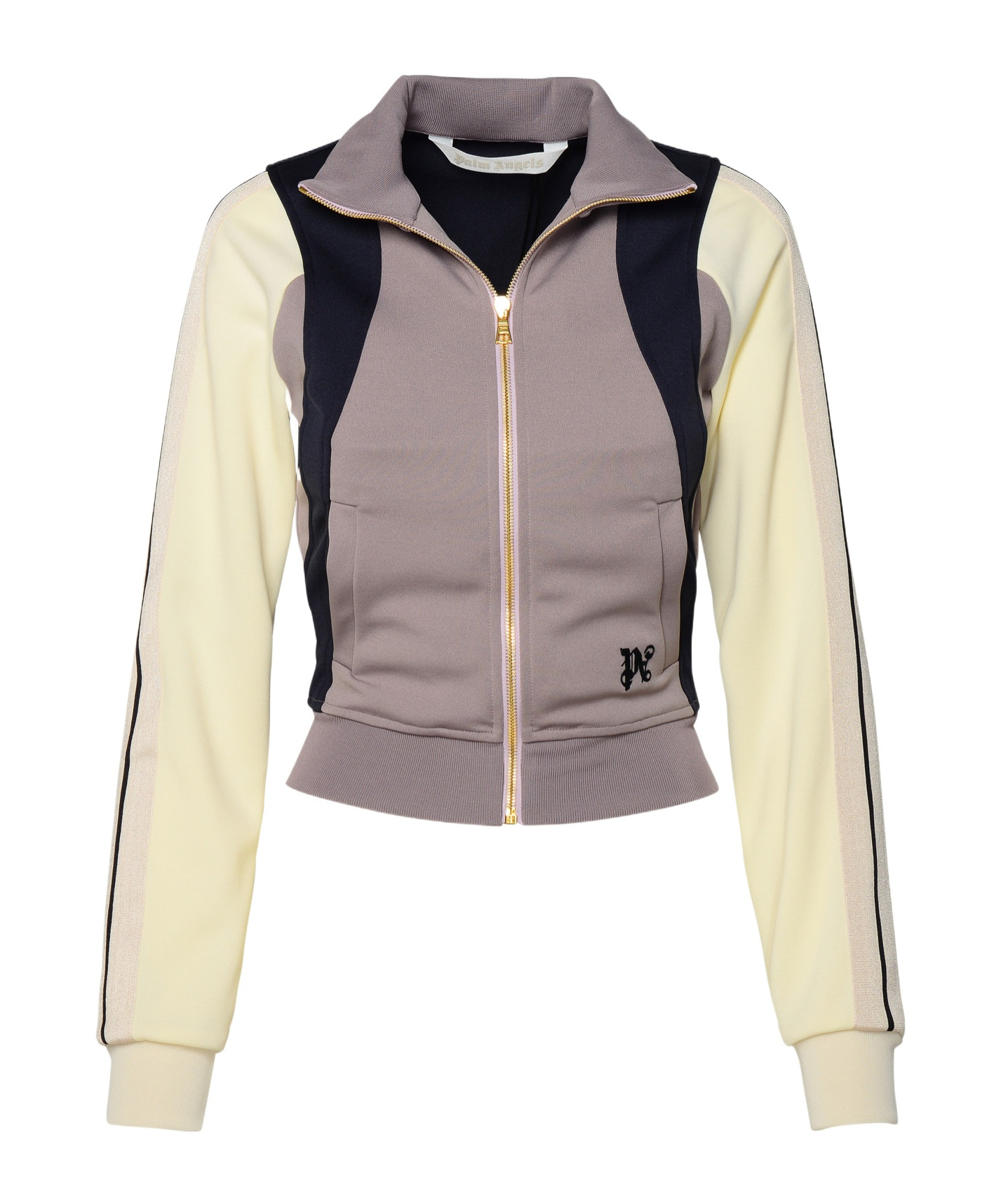 Palm Angels Pa Monogram Embroidered Colour-blocked Track Jacket In Nude