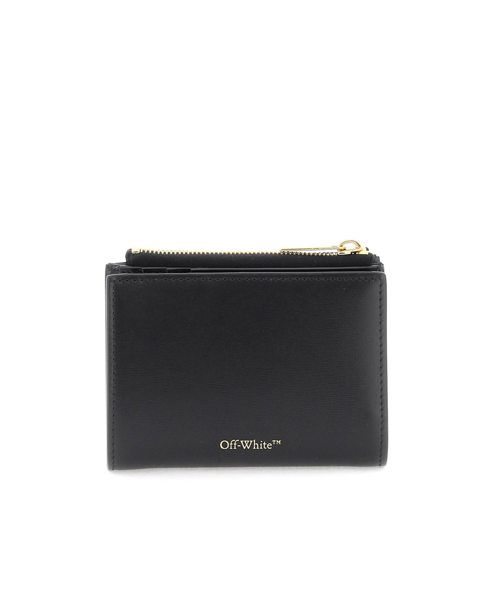 Off-white Arrows-plaque Leather Wallet In Green