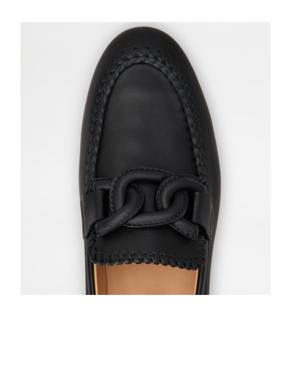 Tod's Chain-link Leather Loafers In Black