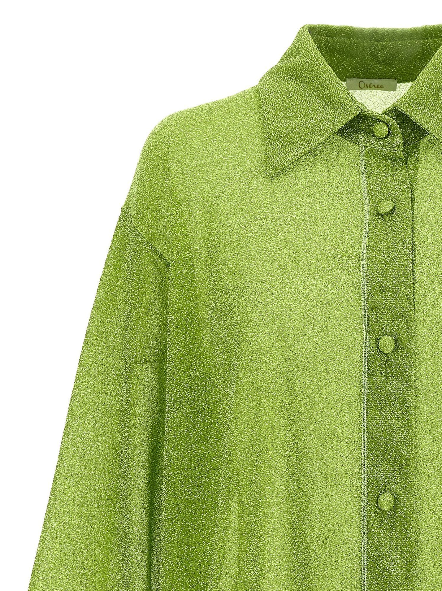Oseree Oséree Lumiere Lurex Button-up Shirt In Green