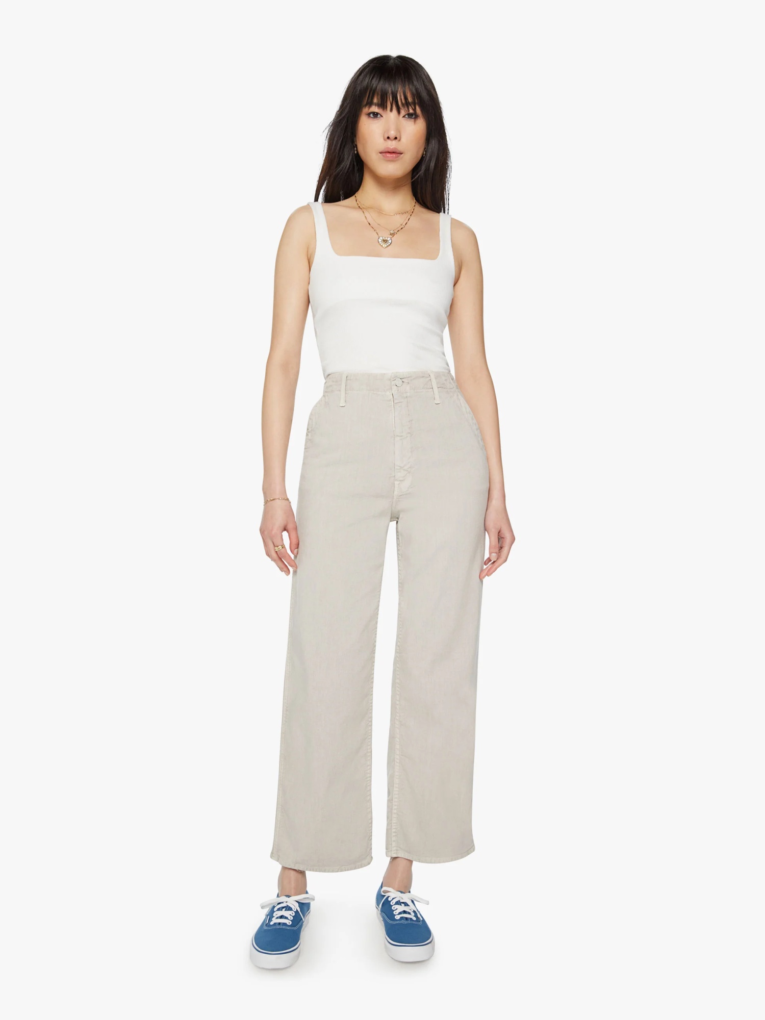 Mother The Major Zip Ankle Oat Oatmeal Pants In White