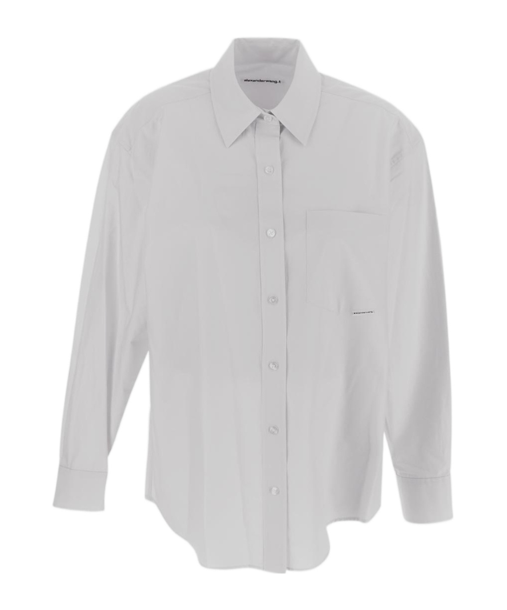 ALEXANDER WANG T T BY ALEXANDER WANG LOGO TAG BUTTON-UP SHIRT