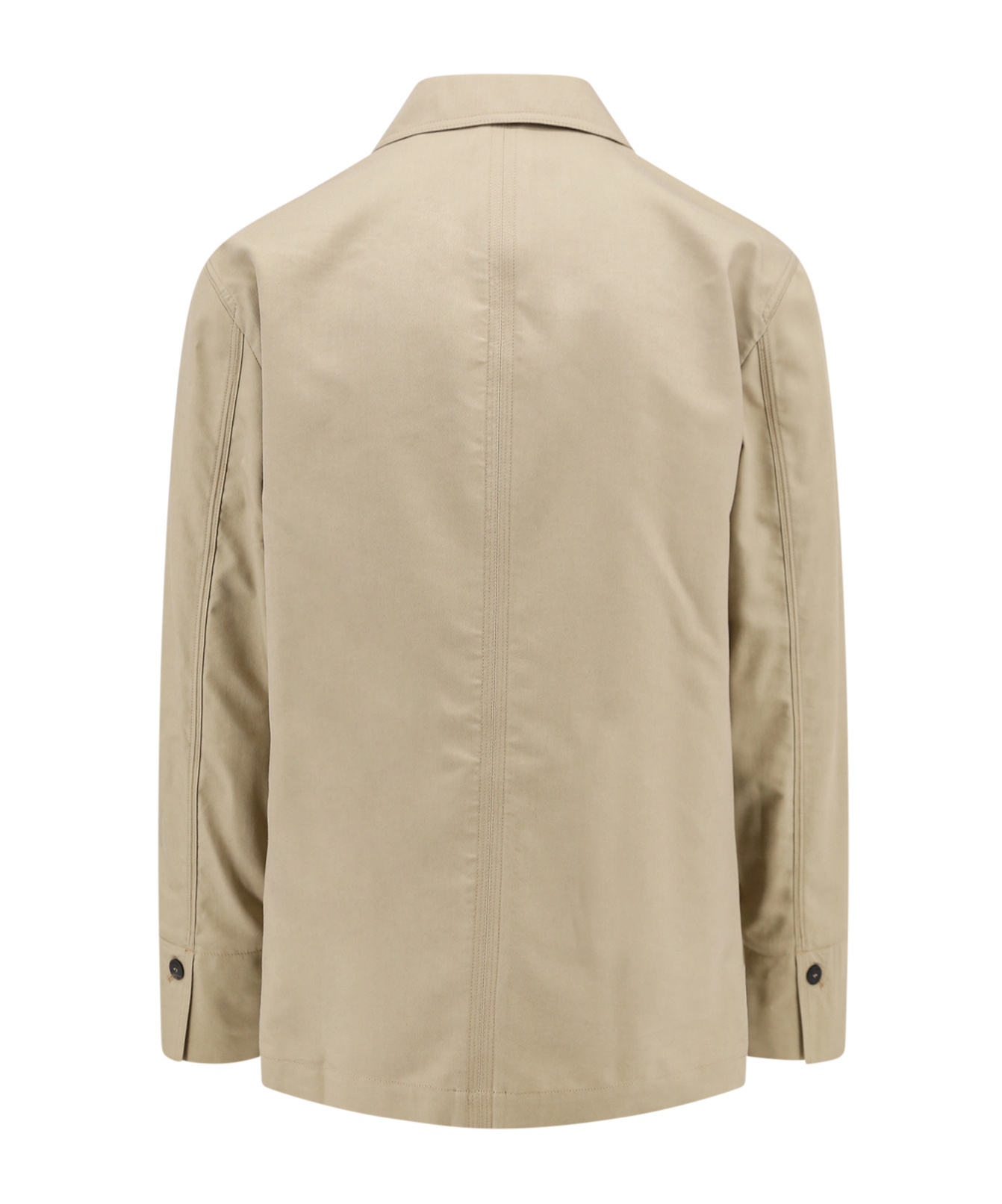 Ferragamo Men Cotton And Viscose Jacket With Gancini Leather Patch In Nude