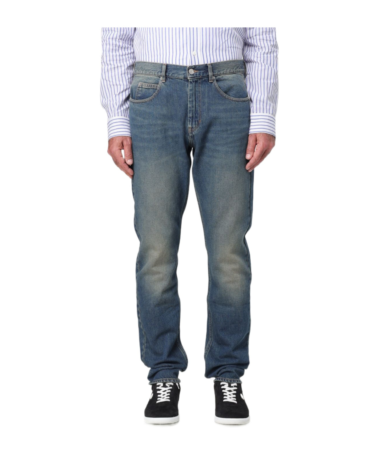 Isabel Marant Belt Ring Denim Trousers In Multicolor