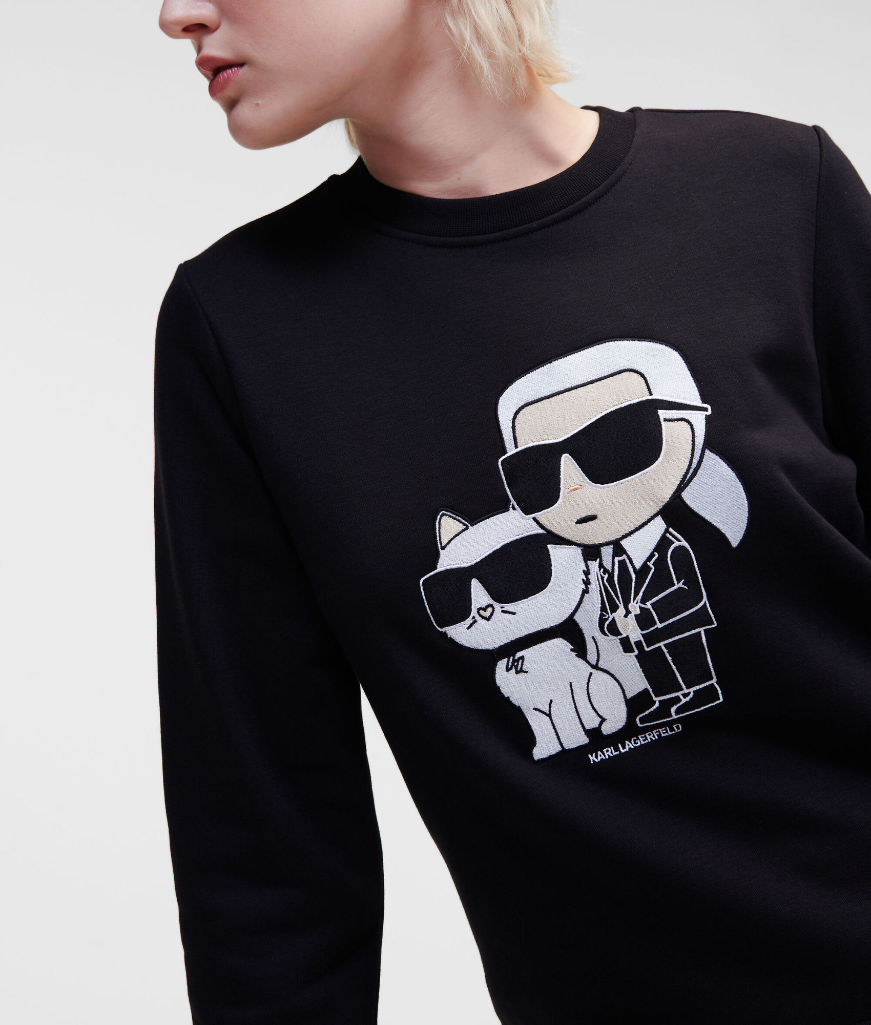 Karl Lagerfeld Ikonik 2.0 Crew Neck Sweatshirt In Black