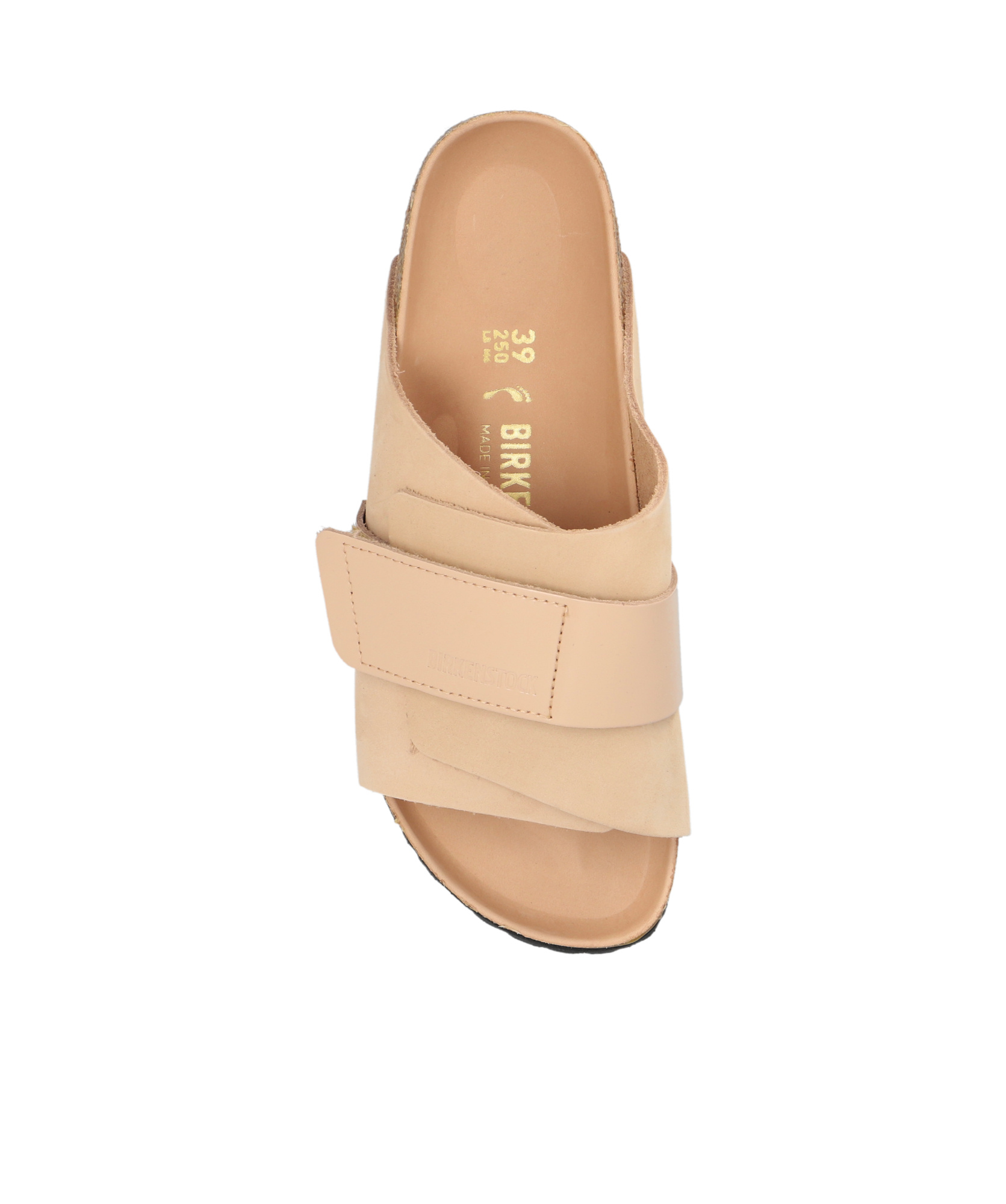 Birkenstock Kyoto Nubuck Leather Slides In Nude