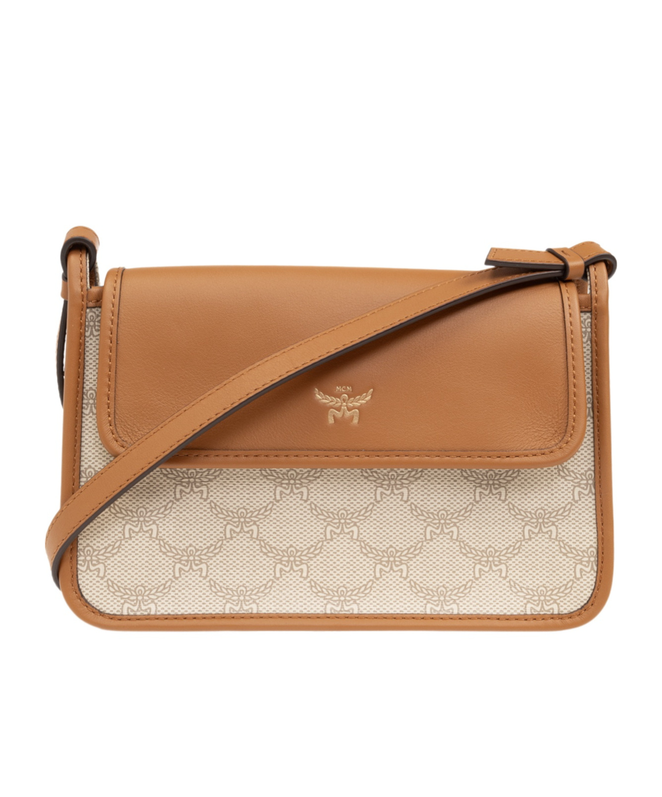 Shop Mcm Lauretos Mini Crossbody Bag In Nude