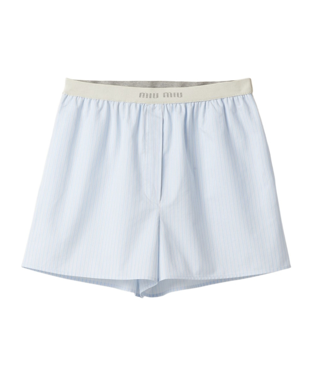 Miu Miu Striped Boxer Shorts In Blue