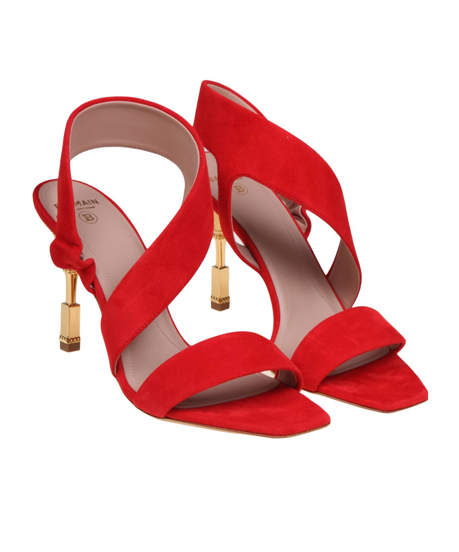Balmain Moneta Sandals In Red