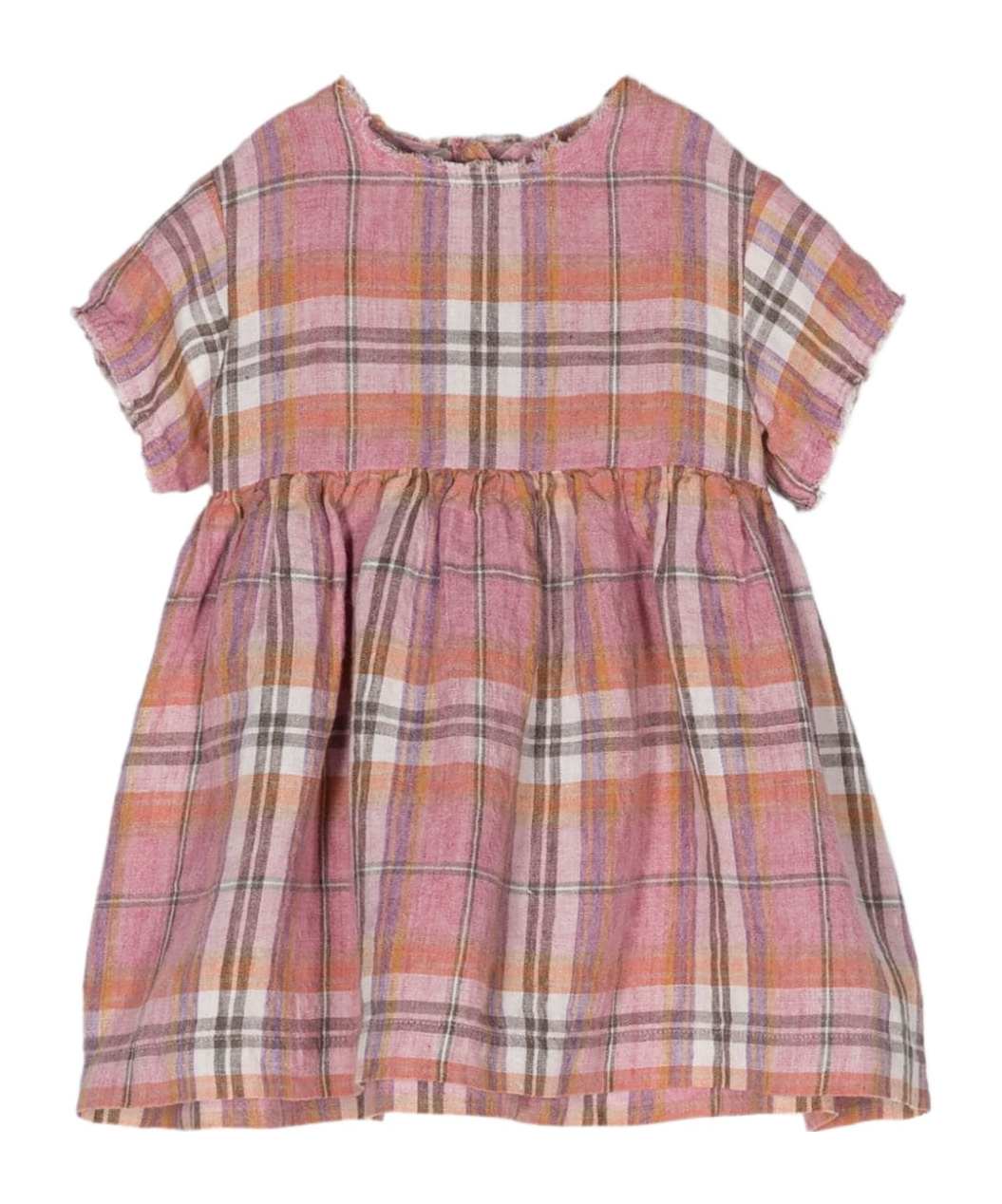 Il Gufo Check-pattern Linen Dress In Pink