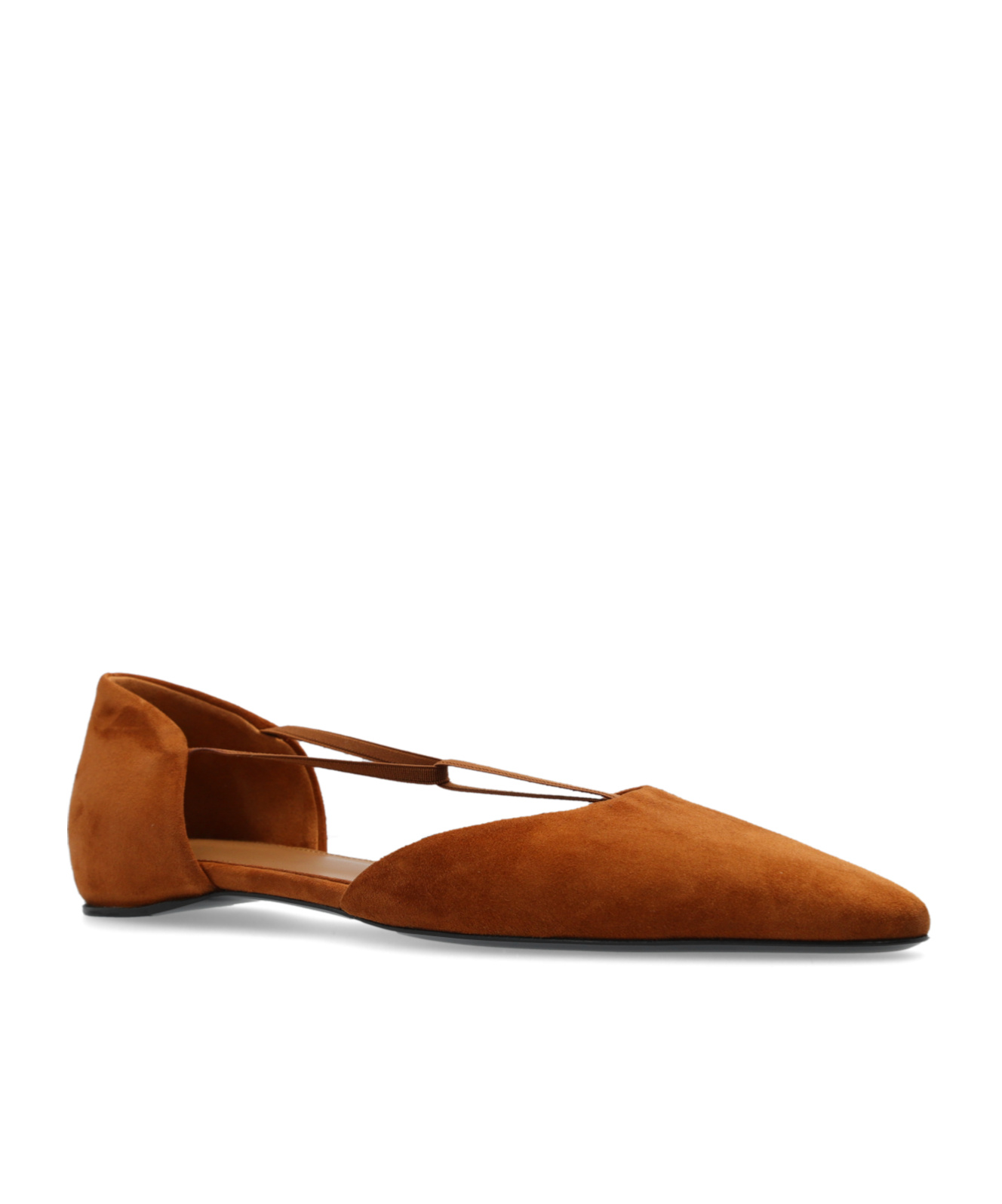 Totême The T-strap Suede Ballerina Shoes In Brown