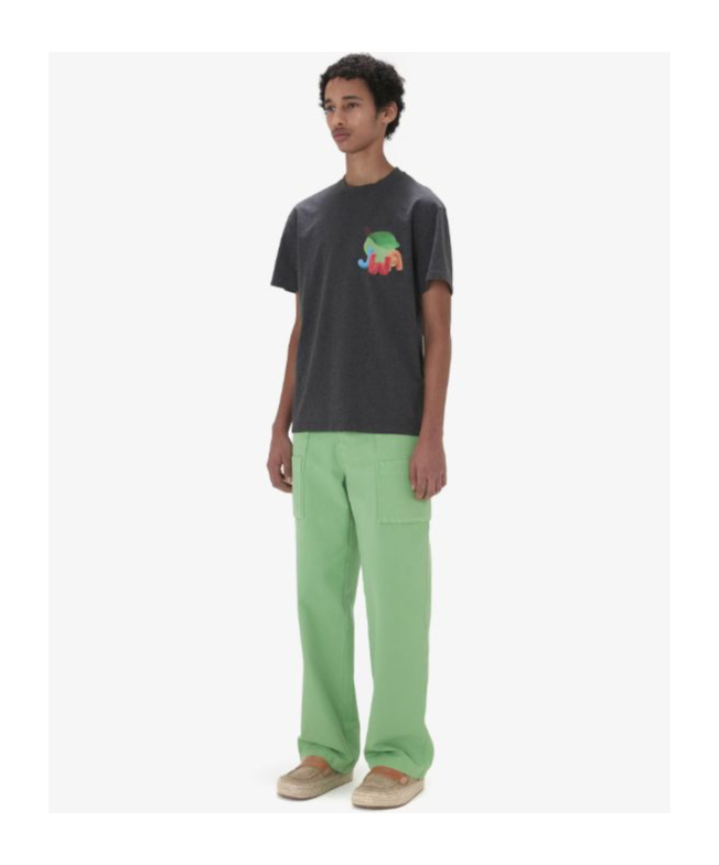 Jw Anderson Jwa Lime-print Cotton T-shirt In Black