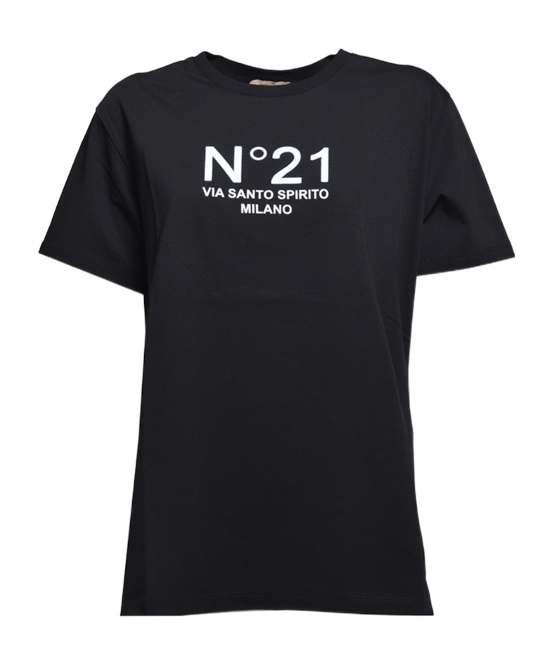 N°21 T-shirt With Round Neck And Short Sleeves In Black