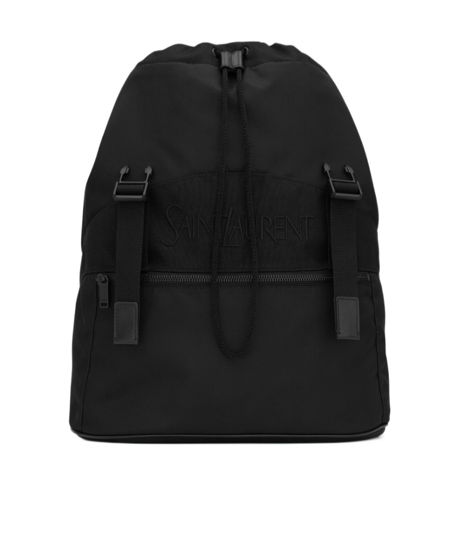 Saint Laurent Logo-embroidered Padded Backpack In Black