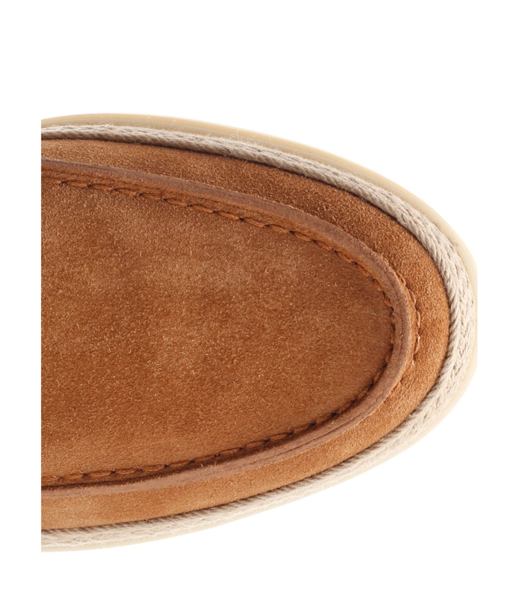 Tod's Round Toe Suede Loafers With Espadrille Detail In Neutral