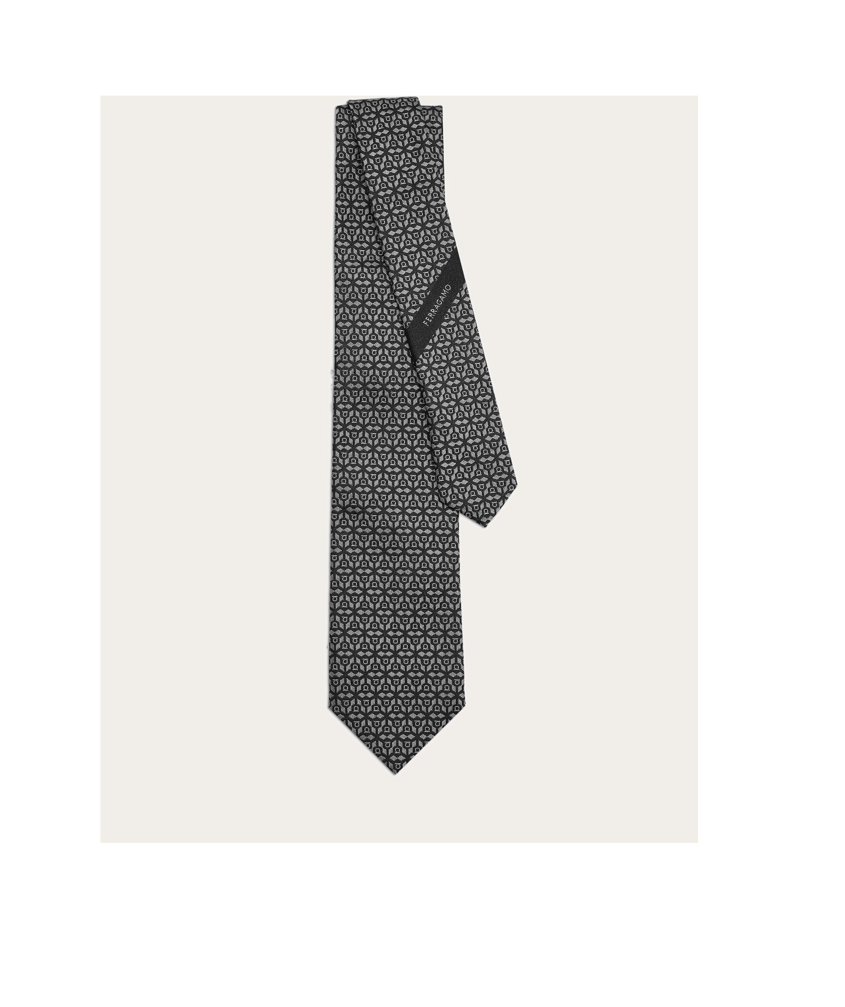 Ferragamo Salvatore Monogrammed Tie In Black