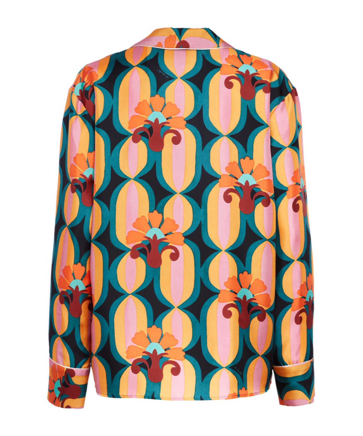 La Doublej Geometric-print Silk Shirt In Multicolor