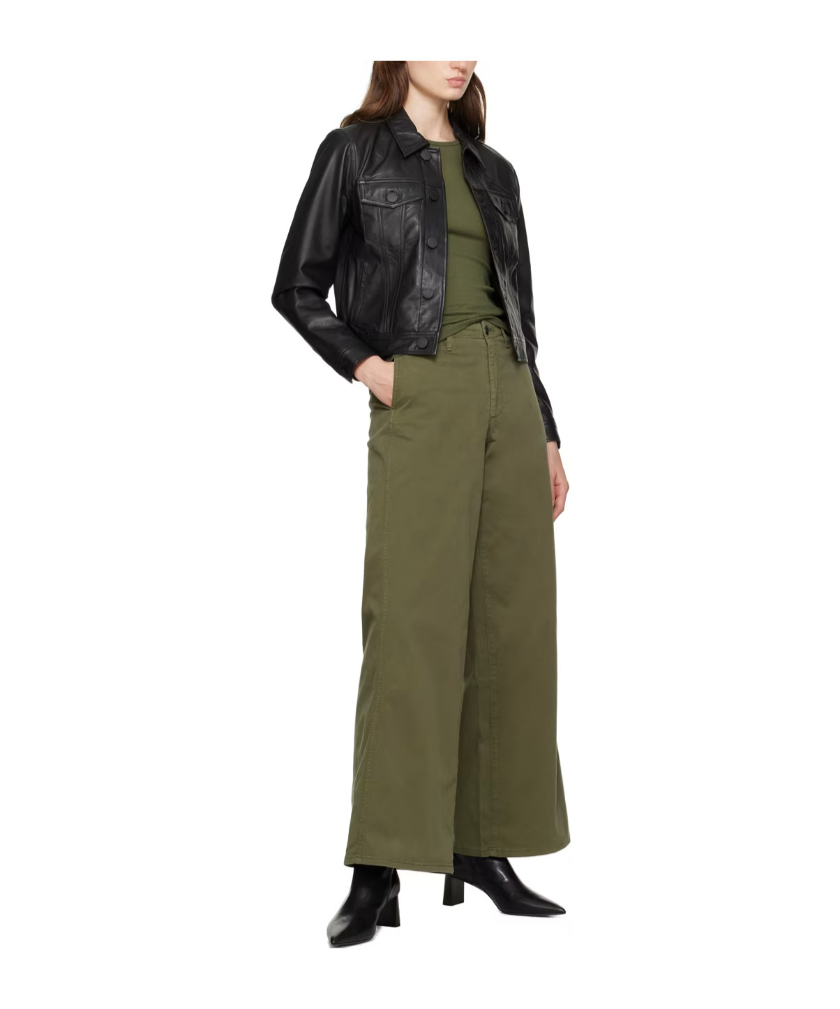 Rag & Bone Twill Wide-legged Casual Pants In Green