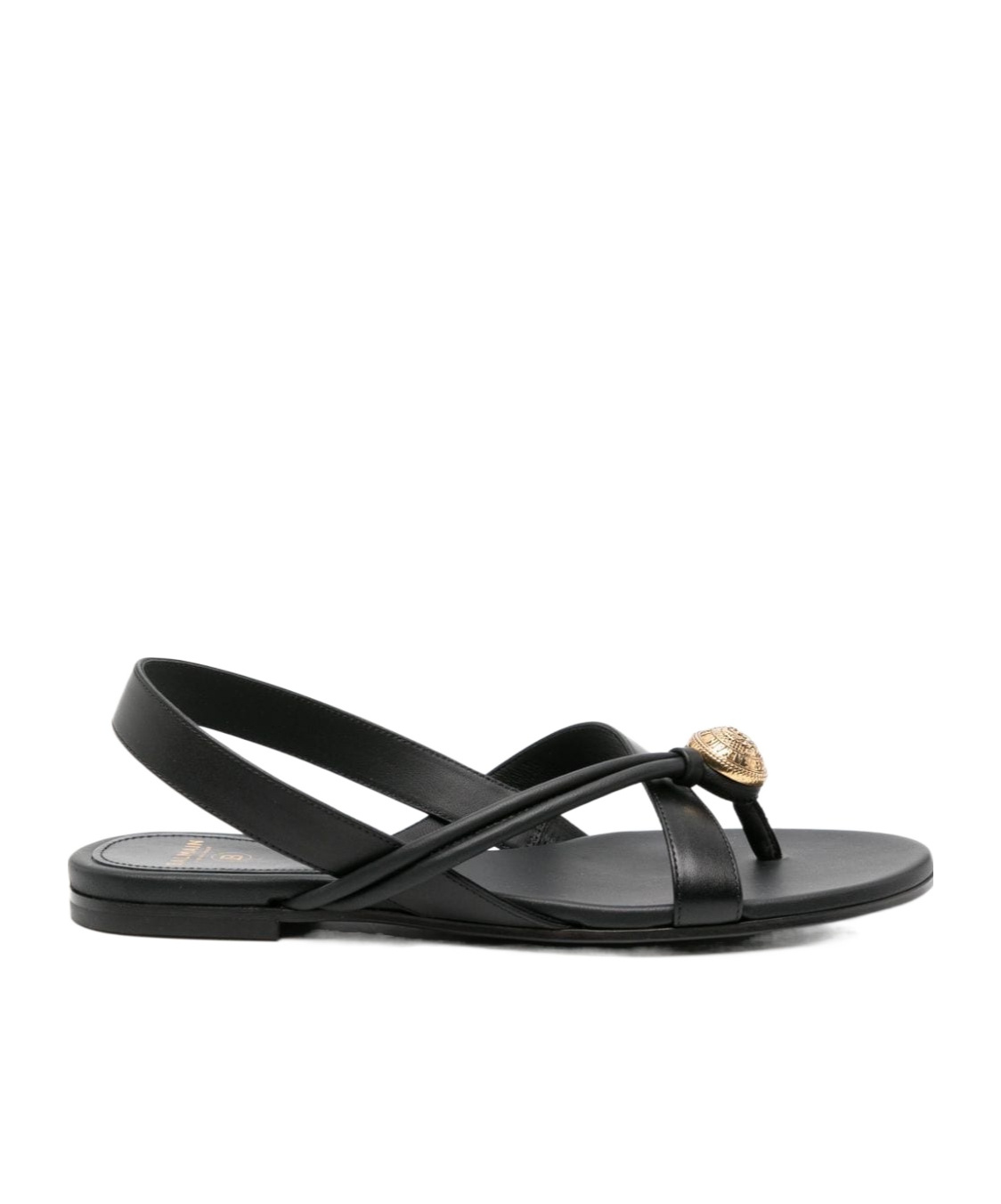 Balmain Embossed-button Leather Sandals In Black