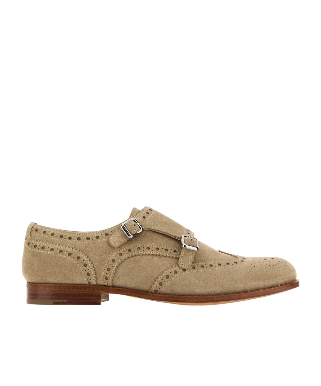 Church's Perforated Suede Monk Shoes In Brown