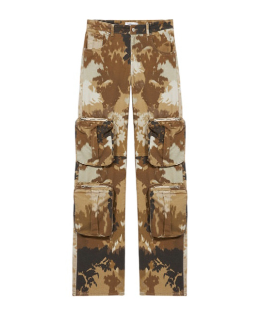 Blumarine Multicolor Cargo Pants With Camouflage Motif In Stretch Cotton Woman In Green