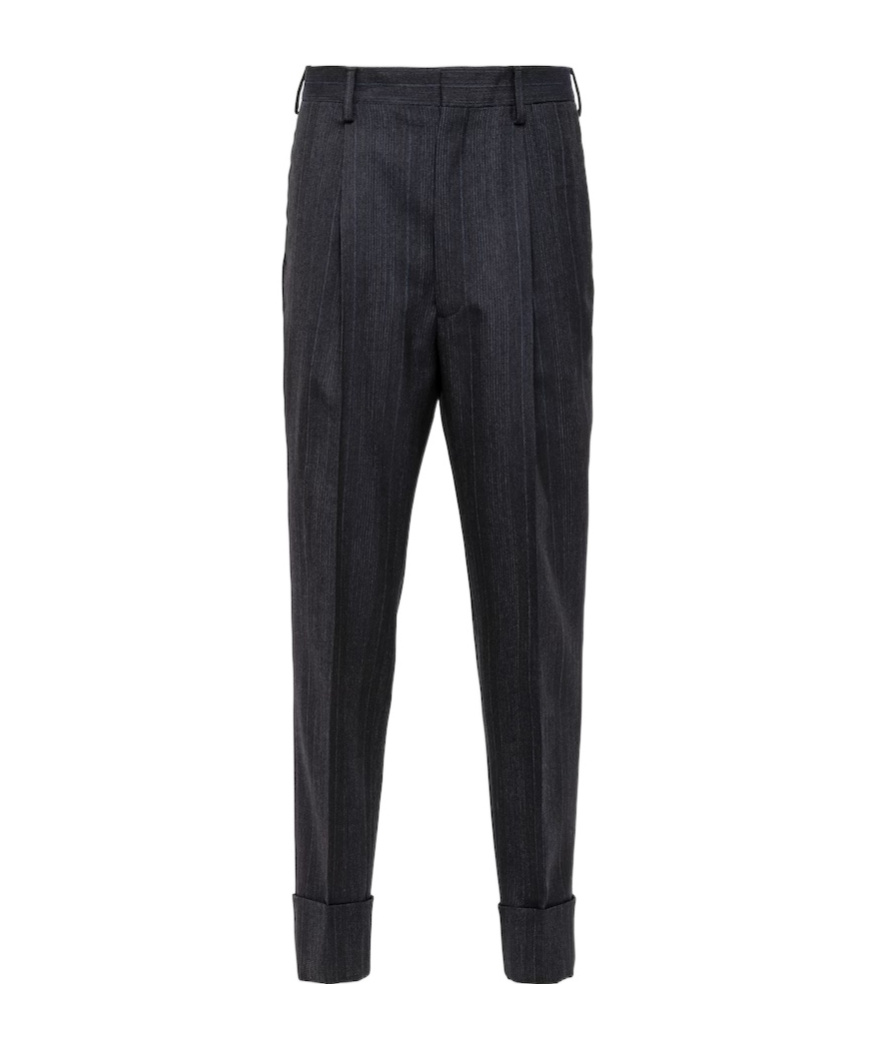 Prada Wool Tailored Trousers In Blue
