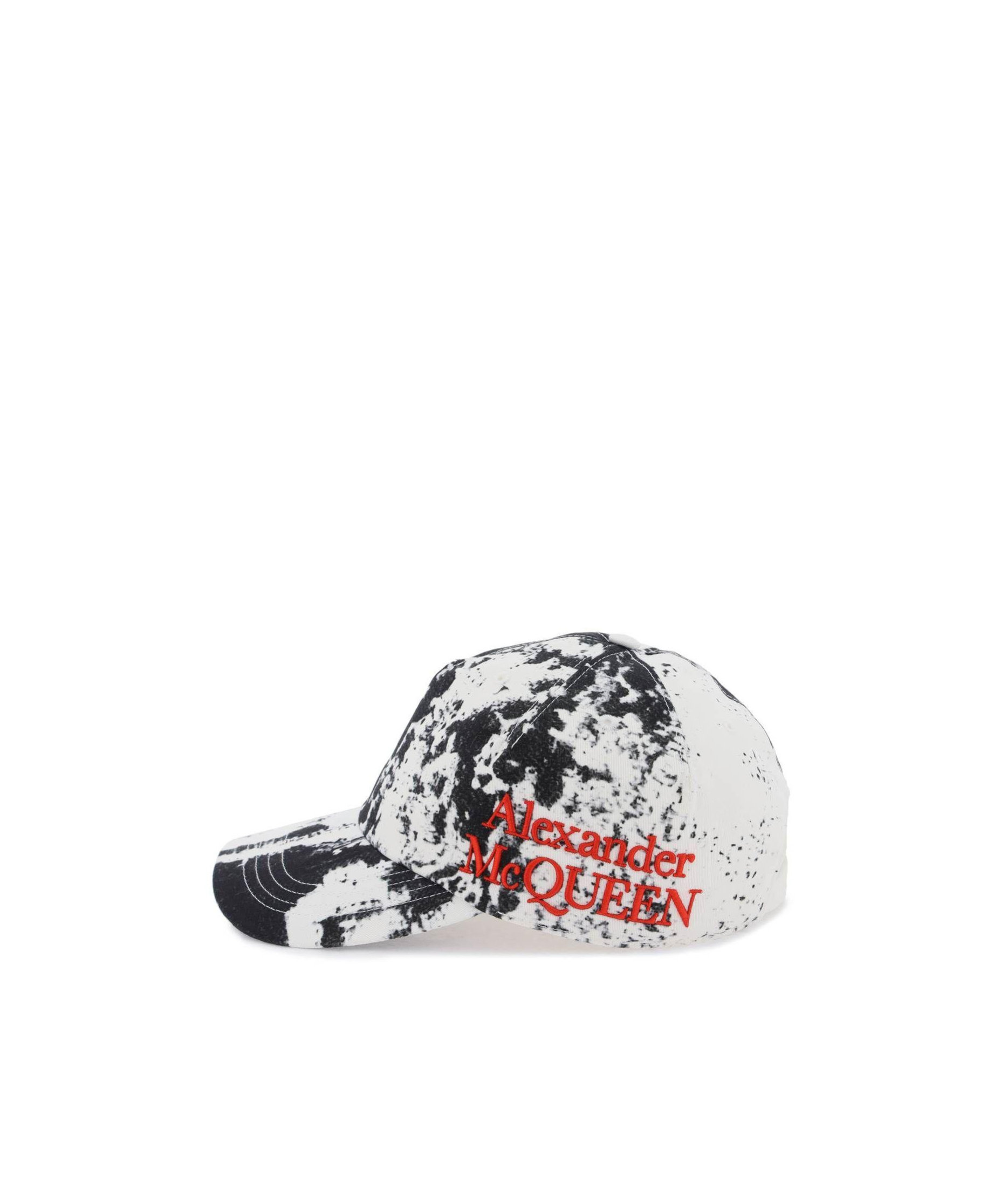 Alexander Mcqueen Printed Cap With Curved Brim And Eyelets In White