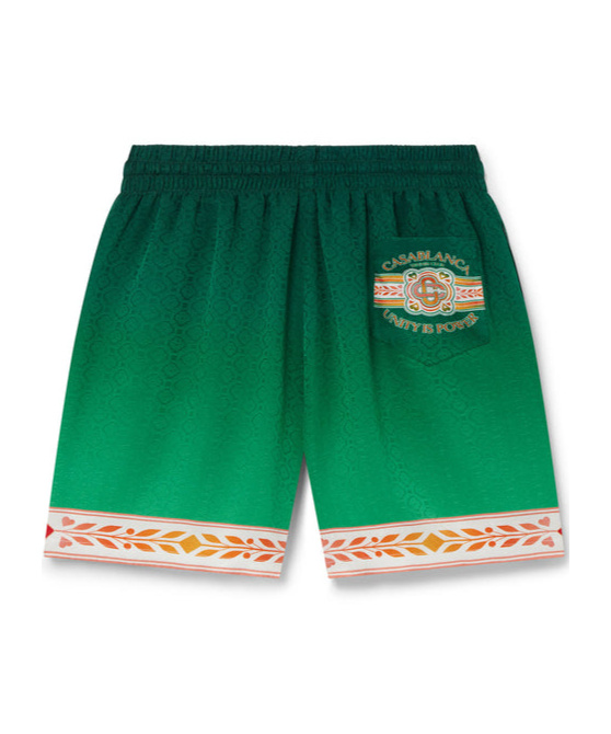 Casablanca Unity Is Power Print Silk Shorts In Green